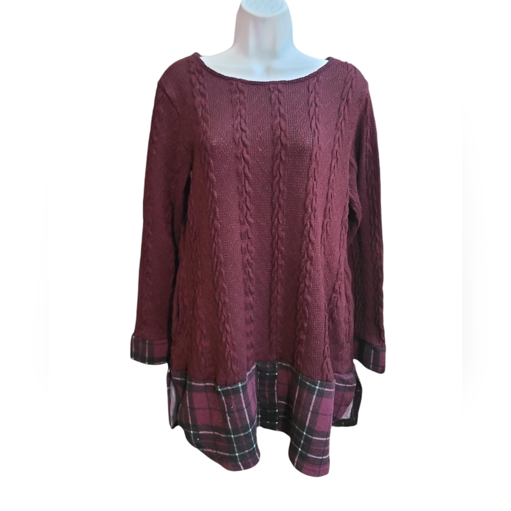 REBORN Long sleeve sweater with plaid details L